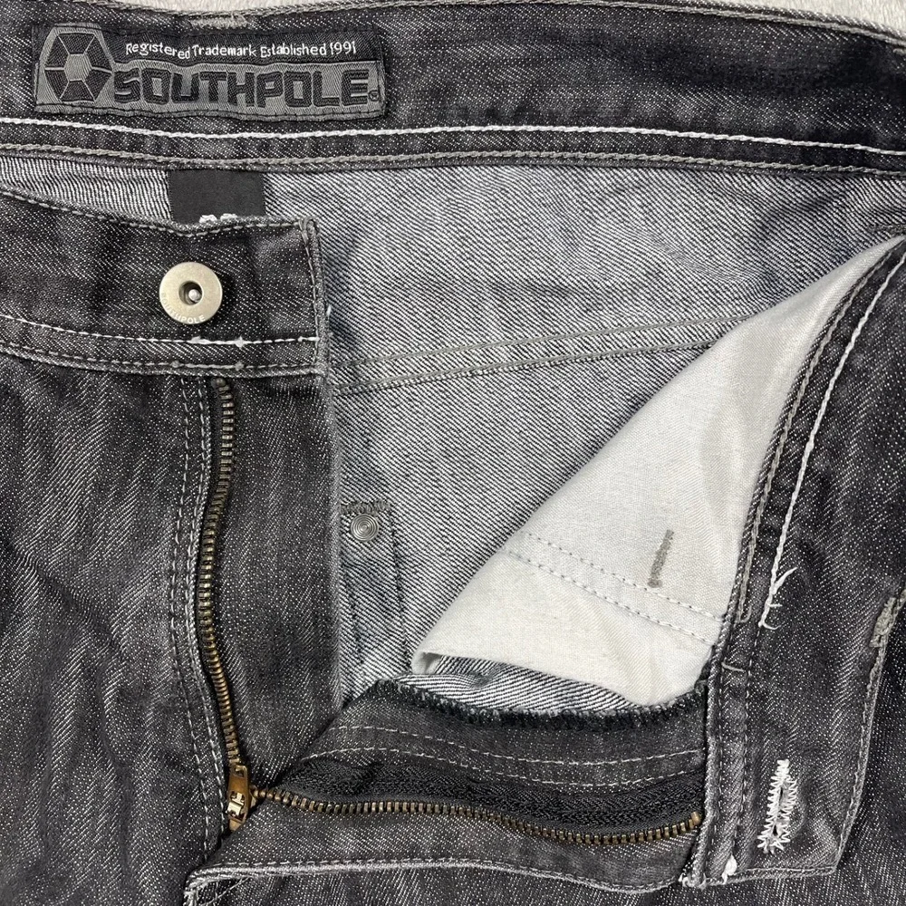 Southpole Jeans Men 32 31x29 Acid Washed Black Straight Leg Denim Streetwear Y2K